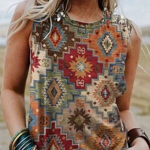 NWOT western print tank from Temu. Size XL.